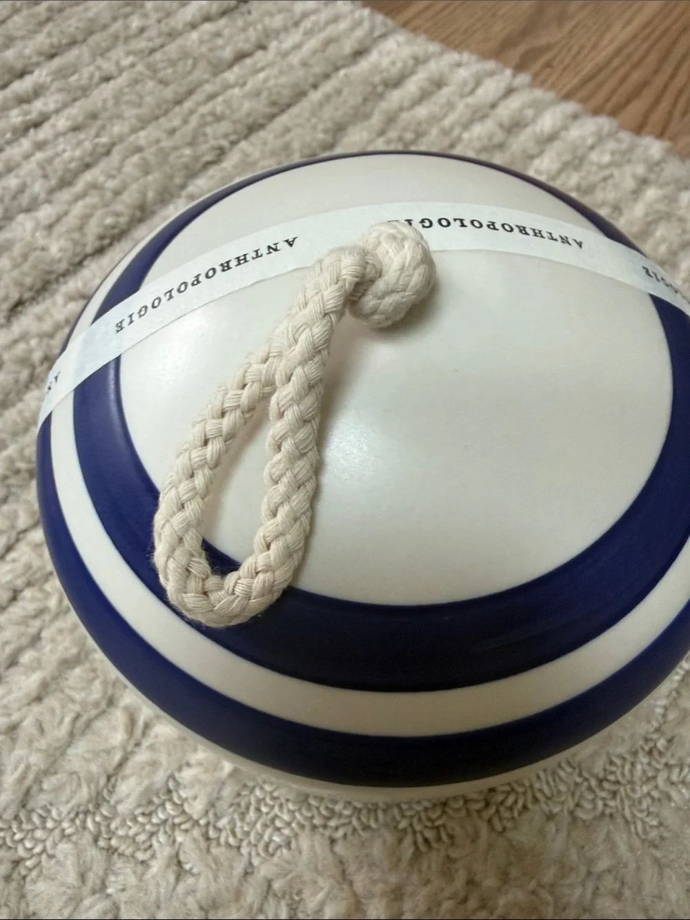 Anthropologie Cream Ceramic Jar with Lid